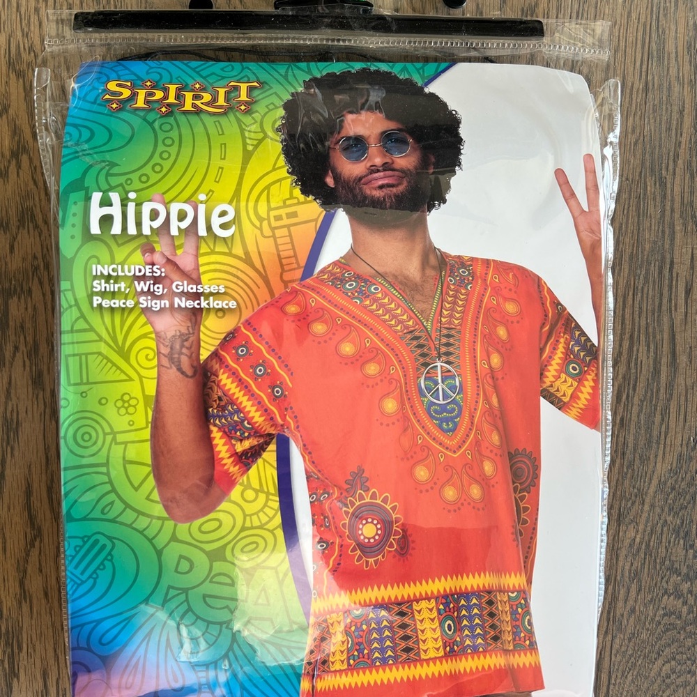 Like New - Spirit Halloween Vibrant Orange Hippie Shirt (Men’s L/XL)